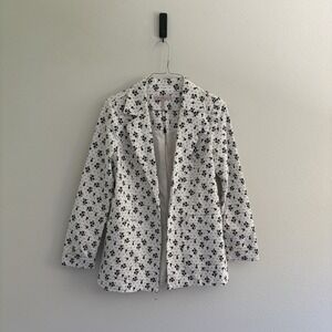 NWT BCBGeneration Women's White Blazer Black & Yellow Daisy No Buttons XXS